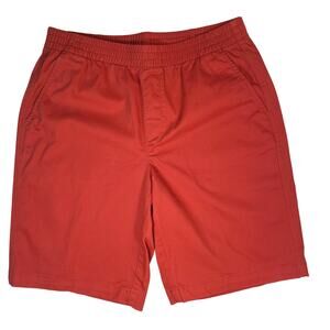 Lands End Elastic Waist Shorts Womens 10 Mid Rise Red Stretch Casual Coastal
